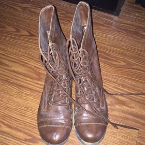 brown combat boots